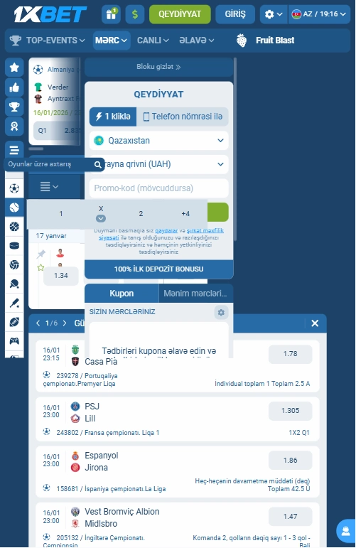 1xBet tenis mərcləri mobil versiyada